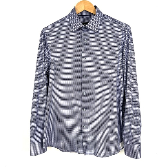 Bugatchi Ooohcotton 8 Way Stretch Performance Knit Shirt Mens Size M Air Blue - Picture 1 of 12